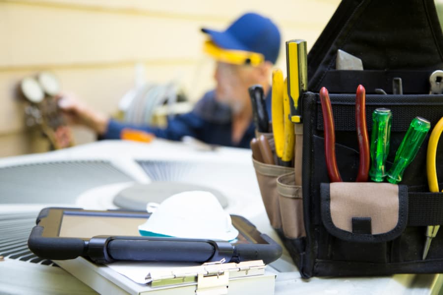 Close image of repair worker tool kit